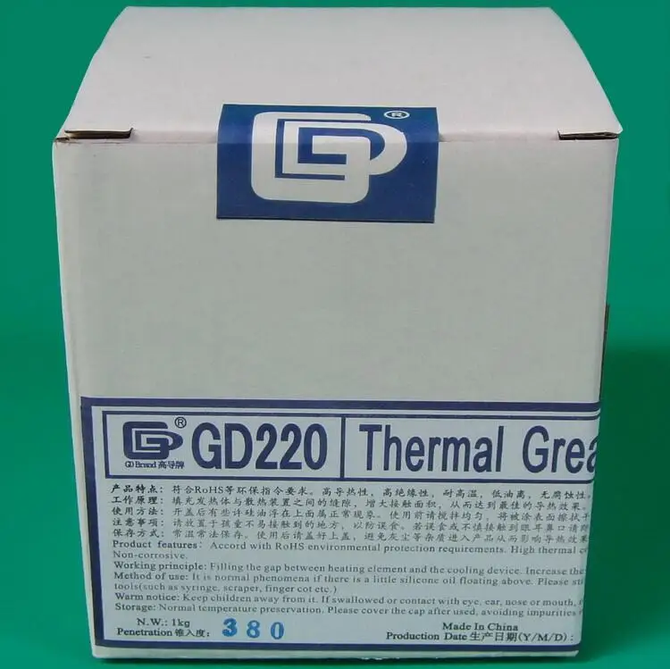 Теплопроводная смазка GD220, силиконовый охлаждающий гель, серый, вес 1 кг, большая банка
Теплопроводная смазка GD220, силиконовый охлаждающий гель, серый, вес 1 кг, большая банка