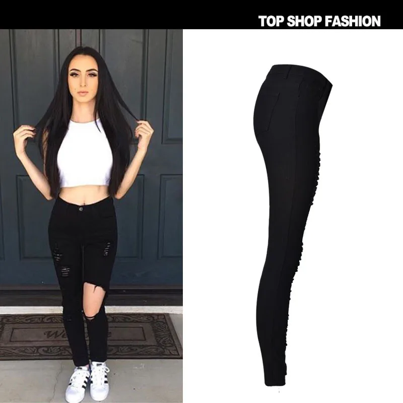 Women Plus Size Jeans High Waist Fashion Style Black Personality Hole Skinny Pencil Pants Motor Jeans For Women Tight Trouser
Women Plus Size Jeans High Waist Fashion Style Black Personality Hole Skinny Pencil Pants Motor Jeans For Women Tight Trouser