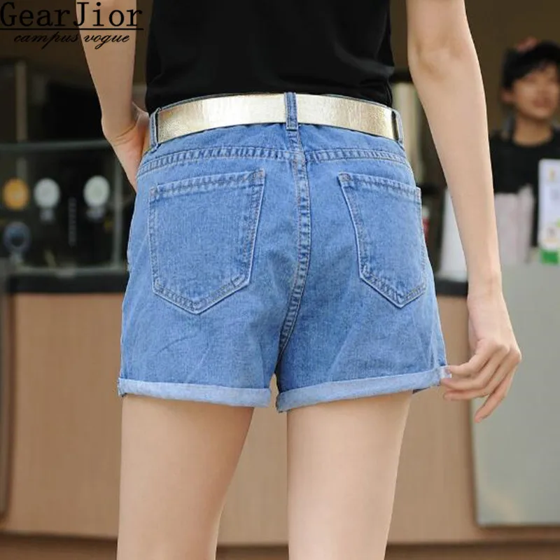 Женские джинсовые шорты с широкими штанинами свободные короткие штаны из денима