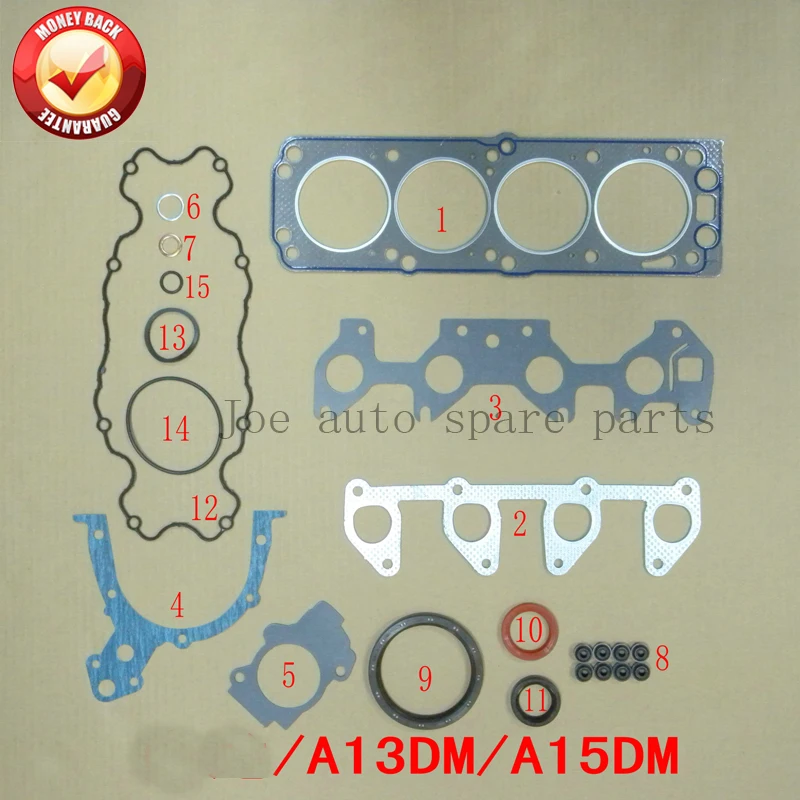 A14SMS A15SMS Engine Full gasket set kit for Daewoo Lanos saloon 1.4L 1349cc/1.5L 1498cc 1997-
A14SMS A15SMS Engine Full gasket set kit for Daewoo Lanos saloon 1.4L 1349cc/1.5L 1498cc 1997-