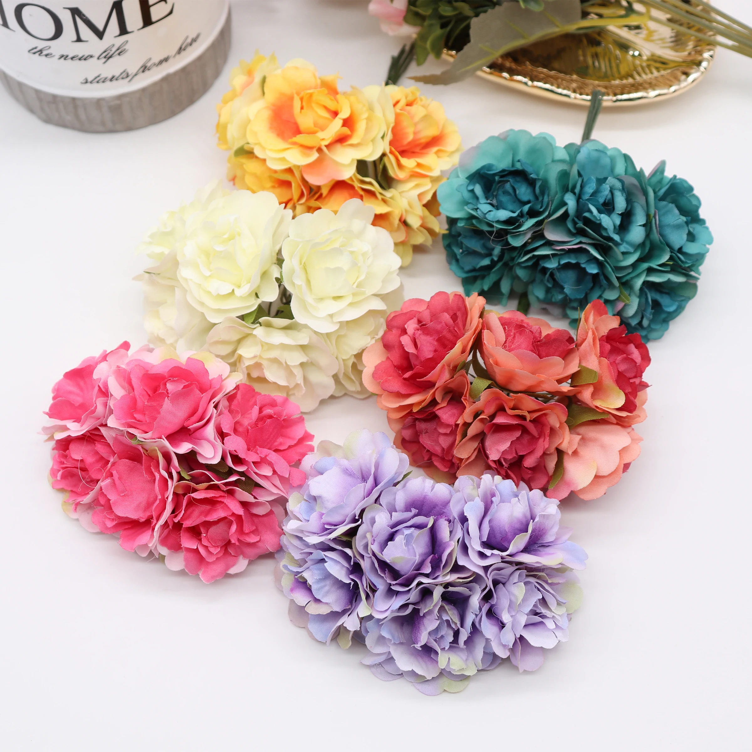 6 шт./лот искусственные цветы Шелковая Роза букет для свадьбы украшения дома