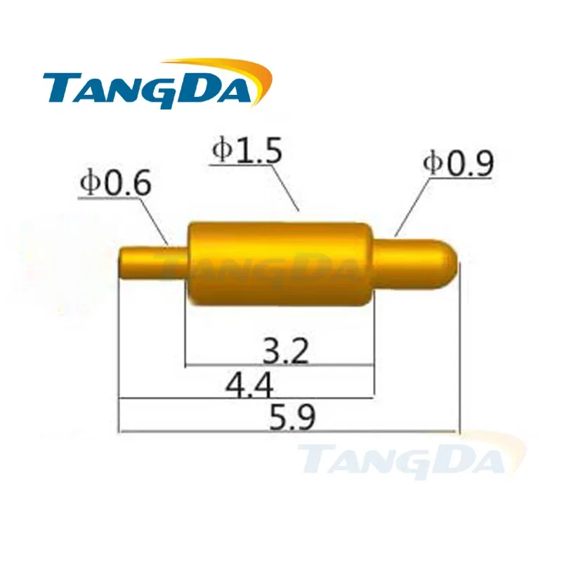 Tangda pogo pin connector DHL D 1.5*5.9 Hmm spring probe 1.2A plating 1u" gold copper C3604 20g High temperature resistance
Tangda pogo pin connector DHL D 1.5*5.9 Hmm spring probe 1.2A plating 1u" gold copper C3604 20g High temperature resistance