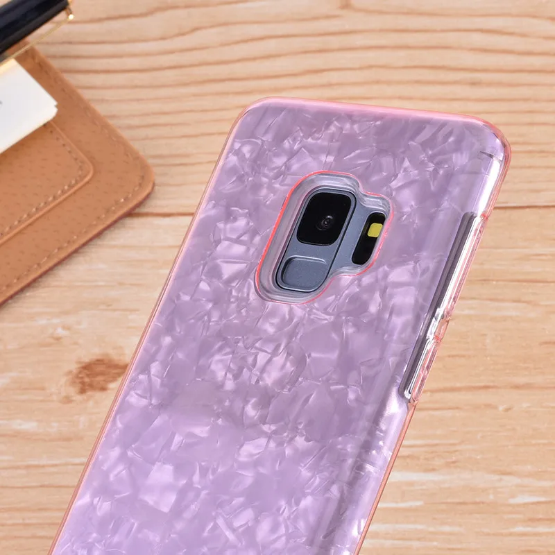Цветной Ракушечный чехол прозрачный градиентный для Samsung Galaxy S8 S9 Plus 3 в 1 мягкий