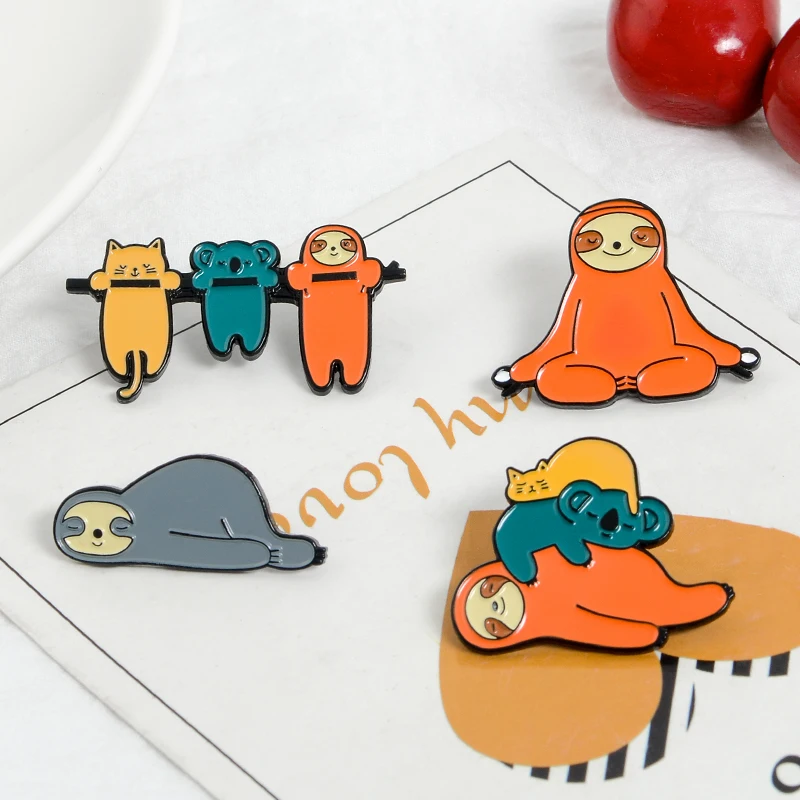 Funny Sloth Brooch Enamel Pin Lazy Animal Koala Cat Sloth Badge Brooches Backpack Shirt Lapel Pins Cartoon Jewelry Gift for kids
Funny Sloth Brooch Enamel Pin Lazy Animal Koala Cat Sloth Badge Brooches Backpack Shirt Lapel Pins Cartoon Jewelry Gift for kids