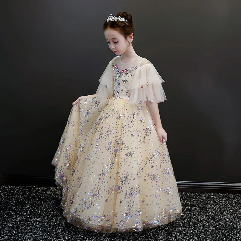 Royal Princess Dress Evening Gowns Sequined Flower Girl Dresses for Wedding Appliques Flare Sleeve Holy Communion Dress B425
Royal Princess Dress Evening Gowns Sequined Flower Girl Dresses for Wedding Appliques Flare Sleeve Holy Communion Dress B425
