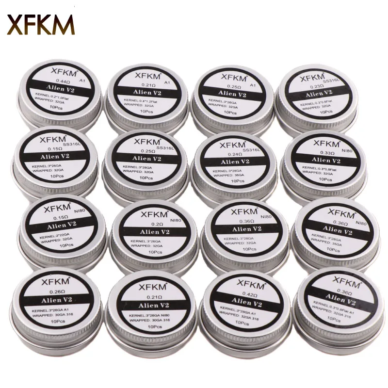 NEW XFKM NI80 A1 SS316L 10pcs/lot Prebuilt Coil ALIEN V2 wire coils Heating Resistance Wire Fit RDA RDTA DIY Atomizer
NEW XFKM NI80 A1 SS316L 10pcs/lot Prebuilt Coil ALIEN V2 wire coils Heating Resistance Wire Fit RDA RDTA DIY Atomizer