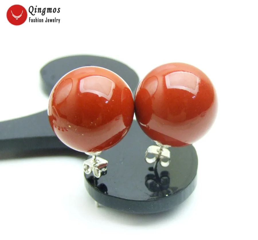 Qingmos Trendy Natural Coral Earrings for Women with 16mm Round Red Coral Earring Jewelry Stering Silver 925 Stud Earring ear724
Qingmos Trendy Natural Coral Earrings for Women with 16mm Round Red Coral Earring Jewelry Stering Silver 925 Stud Earring ear724