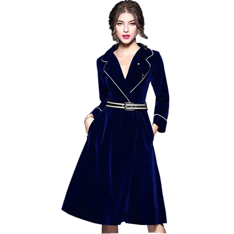JSXDHK Autumn Winter Women Velvet Ball Gown Party Dress High Quality Blue Notched Collar Long Sleeve Casual With Belt Dress
JSXDHK Autumn Winter Women Velvet Ball Gown Party Dress High Quality Blue Notched Collar Long Sleeve Casual With Belt Dress