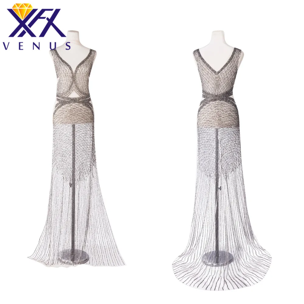 

XFX VENUS 1 комплект, стразы, бисер, аппликация, кристаллы, декоративный длинный патч, свадебное длинное платье с отделкой, шитье, вышитые нашивки