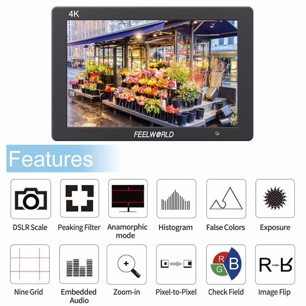 Feelworld T7 7 дюймов ips 4 K HDMI монитор 1920x1200 однотонные Алюминий Корпус на Камера