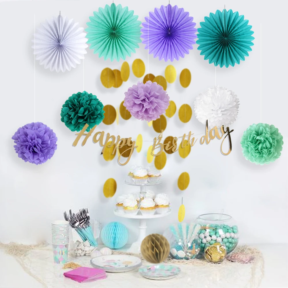 Let's be Mermaid Party Decoration Set Happy Birthday Banner Circle Garland Tissue Fans Pom Poms Honeycomb Balls Birthday Girls
Let's be Mermaid Party Decoration Set Happy Birthday Banner Circle Garland Tissue Fans Pom Poms Honeycomb Balls Birthday Girls