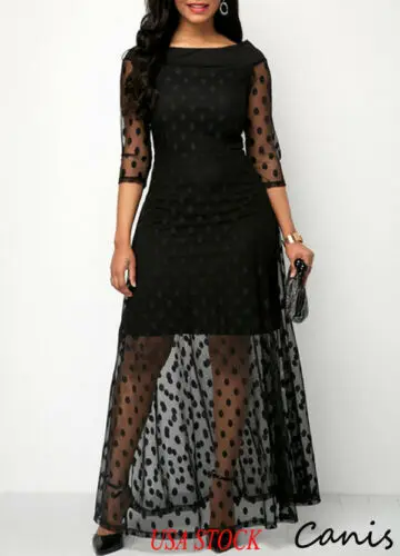 USA Women Women Polka Dot Mesh Black Long Maxi Dress Formal Wedding Evening Party Dresses
USA Women Women Polka Dot Mesh Black Long Maxi Dress Formal Wedding Evening Party Dresses