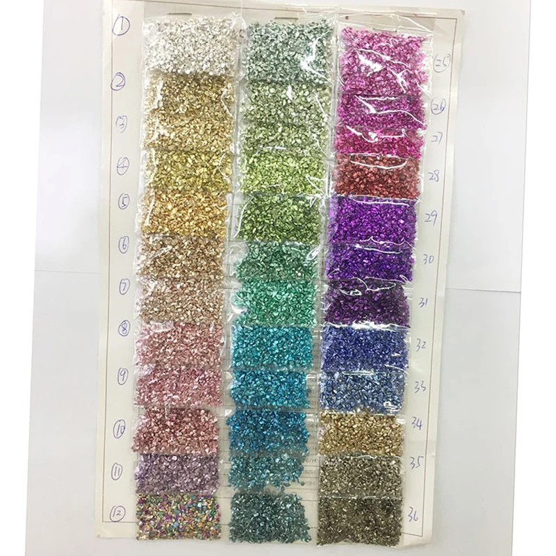 

12 Colors Crushed Glass for Crafts, Irregular Glitter Metallic Chips Gravel Gem Stones 20G Crushed Glass Irregular Stone