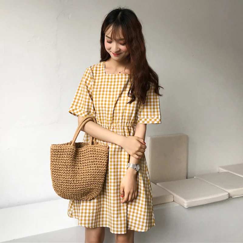 Korean Version Short Sleeve Casual A-line Dress Knee-length Square Collar Dresses Summer Dress 2018 Party Dress Women
Korean Version Short Sleeve Casual A-line Dress Knee-length Square Collar Dresses Summer Dress 2018 Party Dress Women