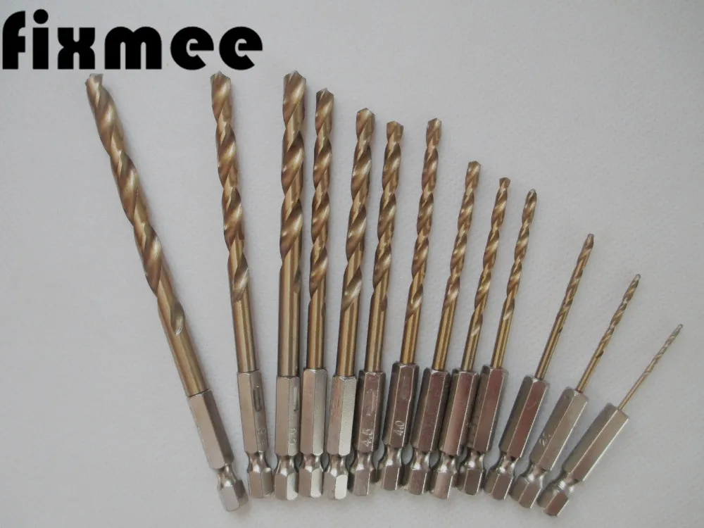 Fixmee 13pcs/lot HSS High Speed Steel Titanium Coated Drill Bit Set 1/4 Hex Shank 1.5-6.5mm High Quality For Electric Dril
Fixmee 13pcs/lot HSS High Speed Steel Titanium Coated Drill Bit Set 1/4 Hex Shank 1.5-6.5mm High Quality For Electric Dril