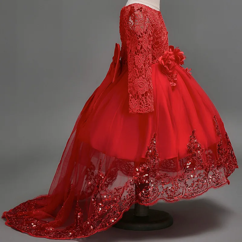 Flower Girl Dress Red Trailer Puffy Wedding party Dress Girl First Communion Attended Princess Lace Evening Dress
Flower Girl Dress Red Trailer Puffy Wedding party Dress Girl First Communion Attended Princess Lace Evening Dress