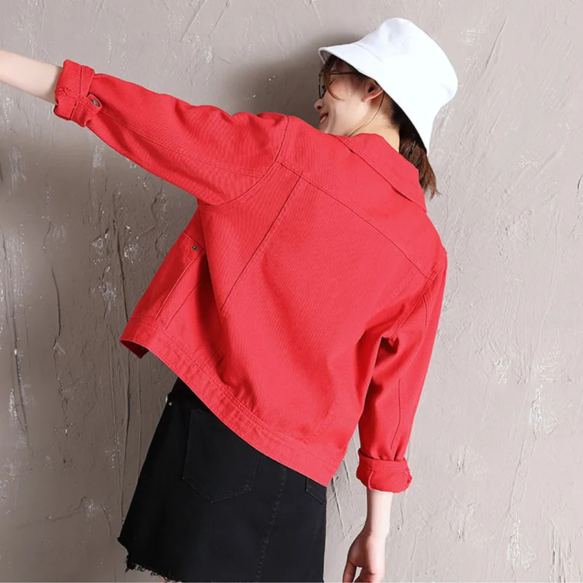 Pure cotton denim jacket women loose fit short coat fashion turn down collar single breasted outerwear 2019 autumn winter
Pure cotton denim jacket women loose fit short coat fashion turn down collar single breasted outerwear 2019 autumn winter