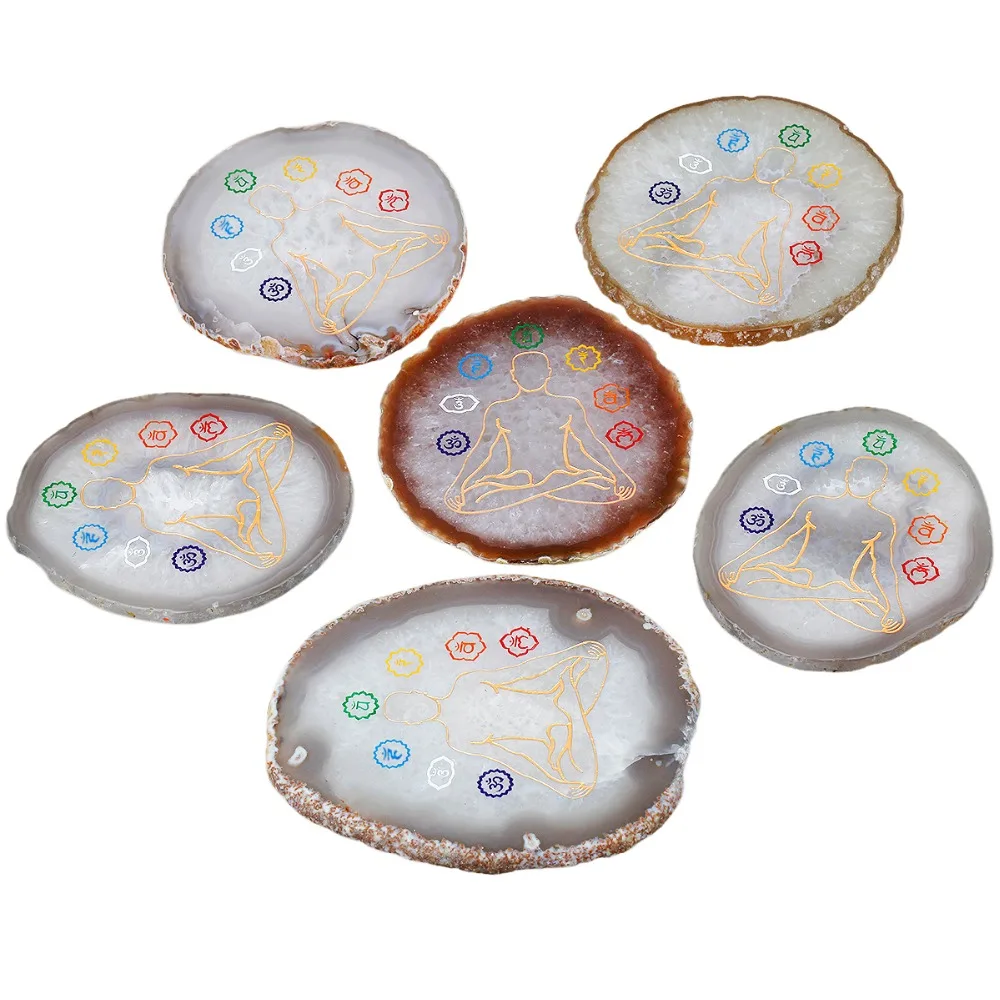 TUMBEELLUWA 7 Chakra Natural Agate Slices Geode Stone Beverage Coasters Cup Mat for Table
TUMBEELLUWA 7 Chakra Natural Agate Slices Geode Stone Beverage Coasters Cup Mat for Table
