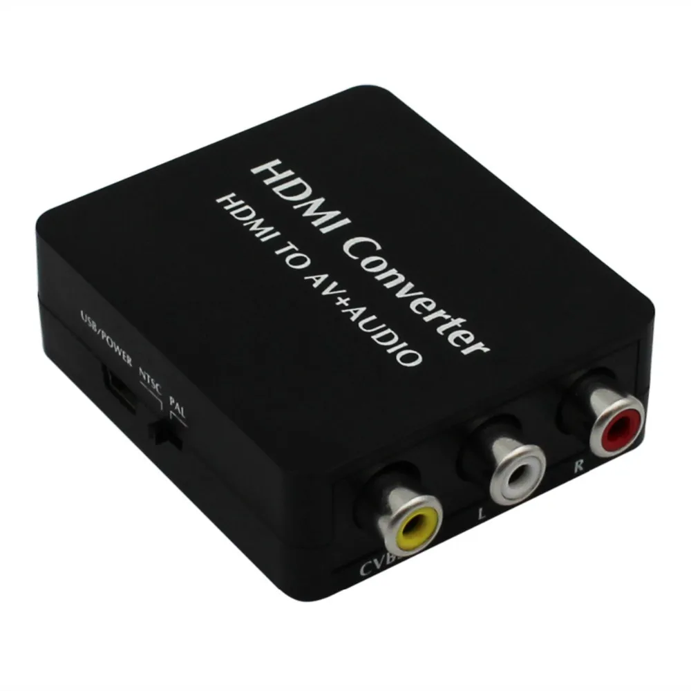 

2pcs HDMI2AV HDMI to AV + Audio Converter Support SPDIF Coaxial Audio NTSC PAL CVBS Composite Video & FL/FR Stereo Audio Signal