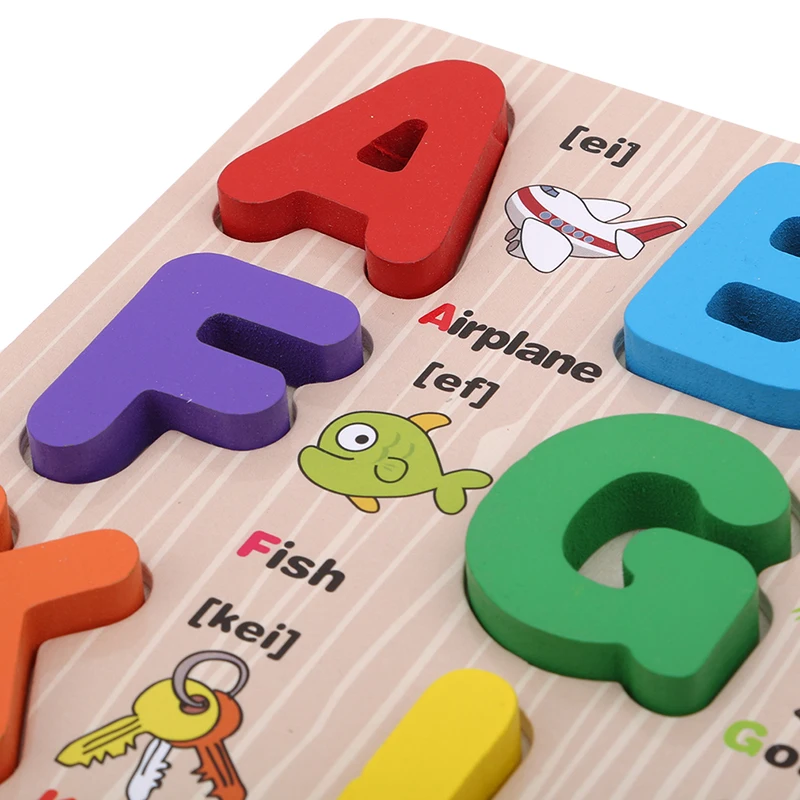Wood English Letters Children Kids Educational Alphabet Cognition Pronunciation Spell Learning Toys Jigsaw Puzzle | Игрушки и хобби