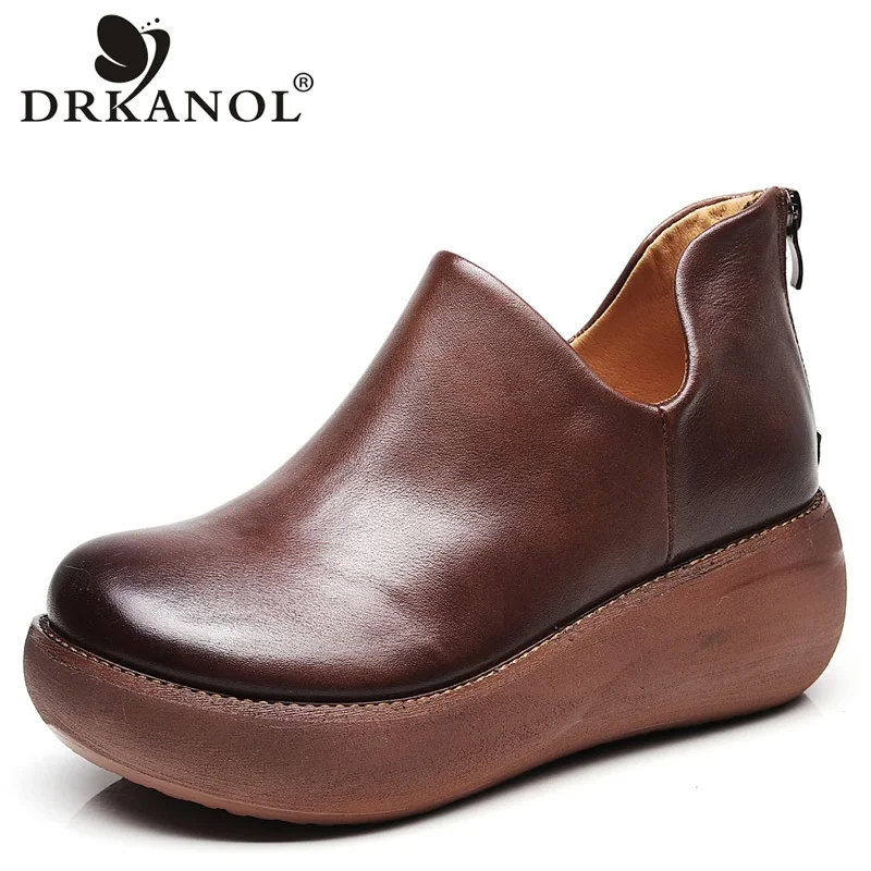 DRKANOL 2021 Autumn Winter Women Ankle Boots Retro Genuine Leather Wedge Boots Fashion Back Zipper Women Platform Warm Shoes
DRKANOL 2021 Autumn Winter Women Ankle Boots Retro Genuine Leather Wedge Boots Fashion Back Zipper Women Platform Warm Shoes