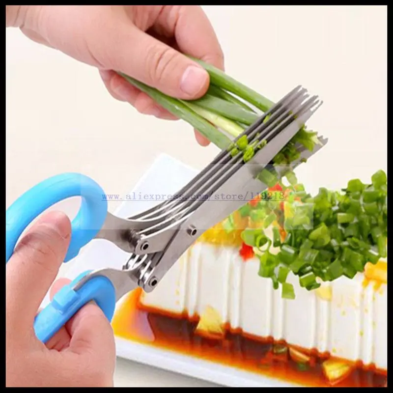 Kitchen shears 5 Layers Blade Scallion Scissors Multifunctional Kitchen Shredded Knives Fruit Vegetable Cut Cooking Tools
Kitchen shears 5 Layers Blade Scallion Scissors Multifunctional Kitchen Shredded Knives Fruit Vegetable Cut Cooking Tools