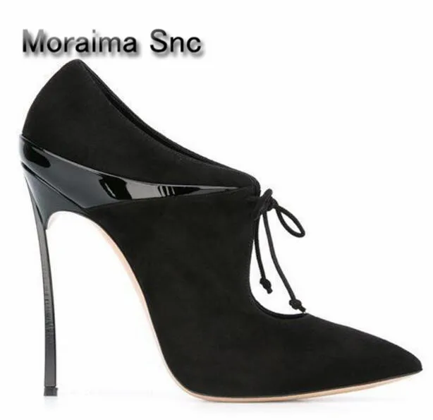 Женские туфли-лодочки со шнуровкой Moraima, черные, бежевые туфли на высоком каблуке-шпильке, с острым носком, с металлическим каблуком 
Женские туфли-лодочки со шнуровкой Moraima, черные, бежевые туфли на высоком каблуке-шпильке, с острым носком, с металлическим каблуком