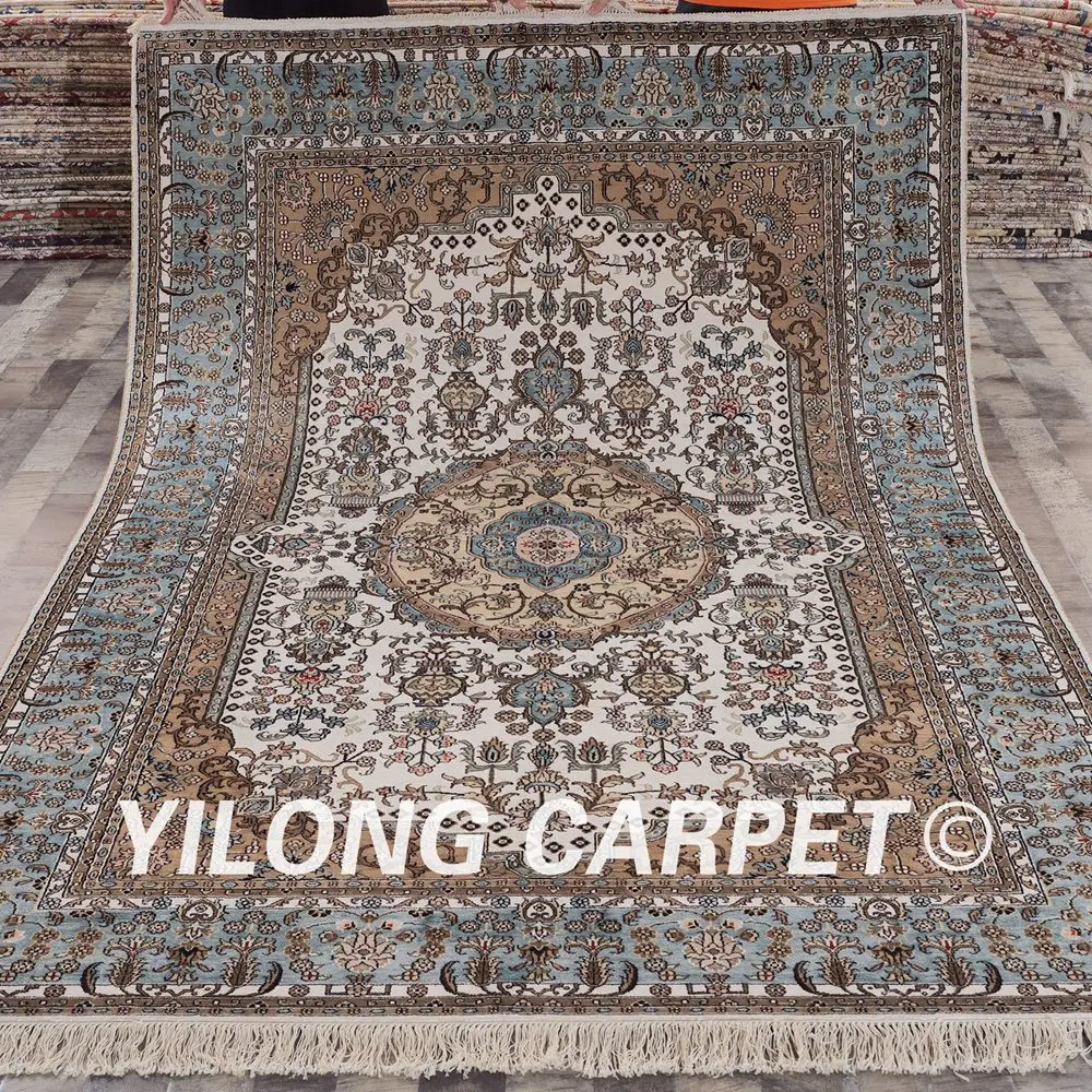 YILONG 6'x9' Традиционный персидский домашний шелковый ковер белый и синий ручной работы Восточный прочный ковер (ZW055M6x9)
YILONG 6'x9' Традиционный персидский домашний шелковый ковер белый и синий ручной работы Восточный прочный ковер (ZW055M6x9)