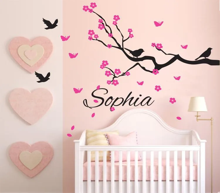 Beautiful Personalised name cherry blssom Birds Kid / Nursery Removable Wall sticker Vinyl wall decals KW-150
Beautiful Personalised name cherry blssom Birds Kid / Nursery Removable Wall sticker Vinyl wall decals KW-150