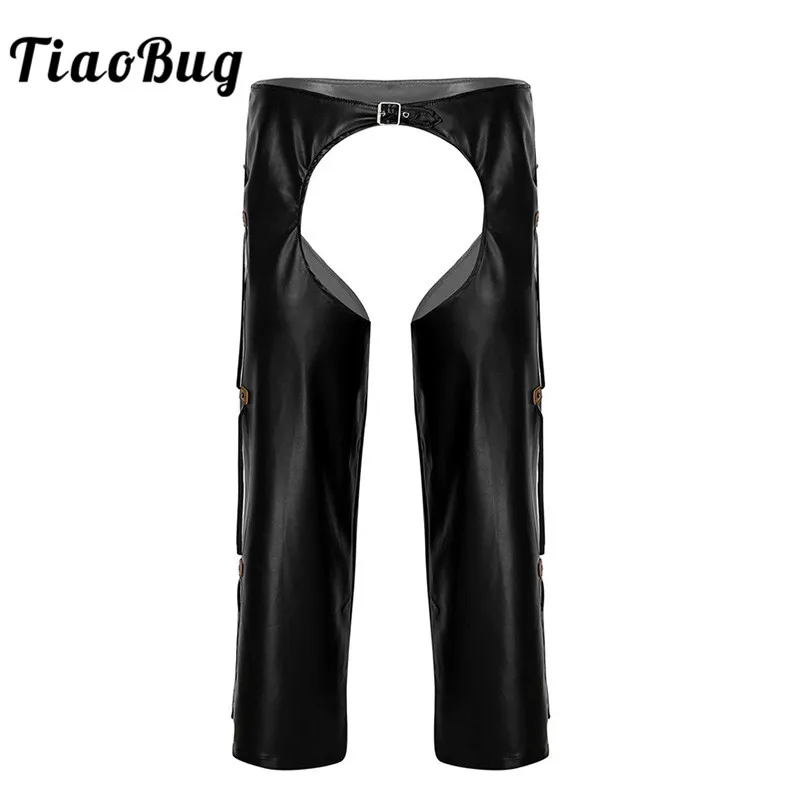 TiaoBug Men Black Faux Leather Crotchless Chaps Wild West Cowboy Sexy Costumes Fringe Buckled Open Crotch Porno Loose Long Pants
TiaoBug Men Black Faux Leather Crotchless Chaps Wild West Cowboy Sexy Costumes Fringe Buckled Open Crotch Porno Loose Long Pants