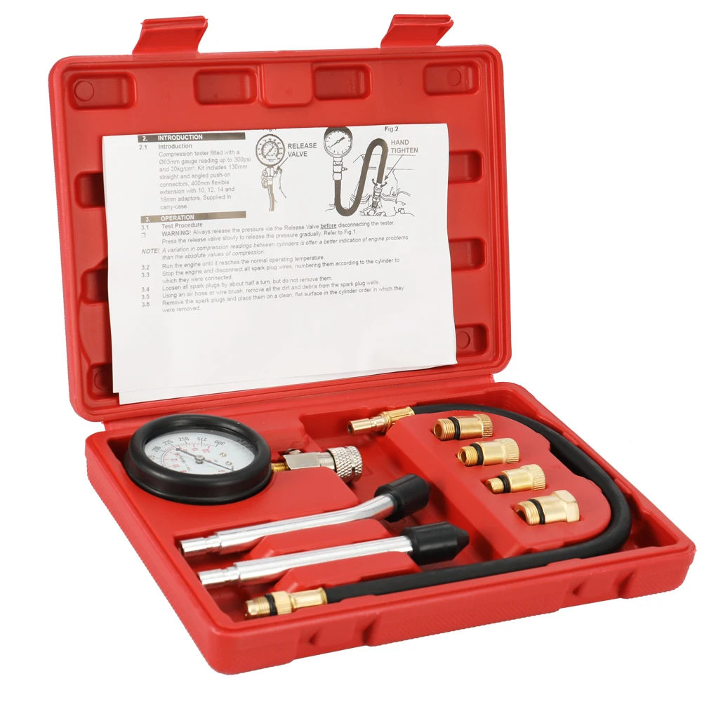 Gasoline Engine Compression Tester Auto Petrol Gas Engine Cylinder Automobile Pressure Gauge Tester Automotive Test Kit 0-300psi
Gasoline Engine Compression Tester Auto Petrol Gas Engine Cylinder Automobile Pressure Gauge Tester Automotive Test Kit 0-300psi