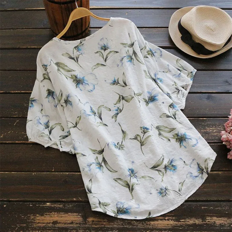 Women Blouse Cotton Women Shirt V Neck Half Sleeve Vintage Boho Floral Print Tops BIG Size Loose Women Blouse #A #15
Women Blouse Cotton Women Shirt V Neck Half Sleeve Vintage Boho Floral Print Tops BIG Size Loose Women Blouse #A #15