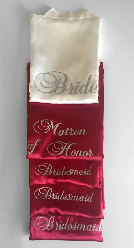 personalize glitter silver wedding satin Bridesmaid bride pajamas robes maid of honor kimonos gowns bridal party favors gifts
personalize glitter silver wedding satin Bridesmaid bride pajamas robes maid of honor kimonos gowns bridal party favors gifts