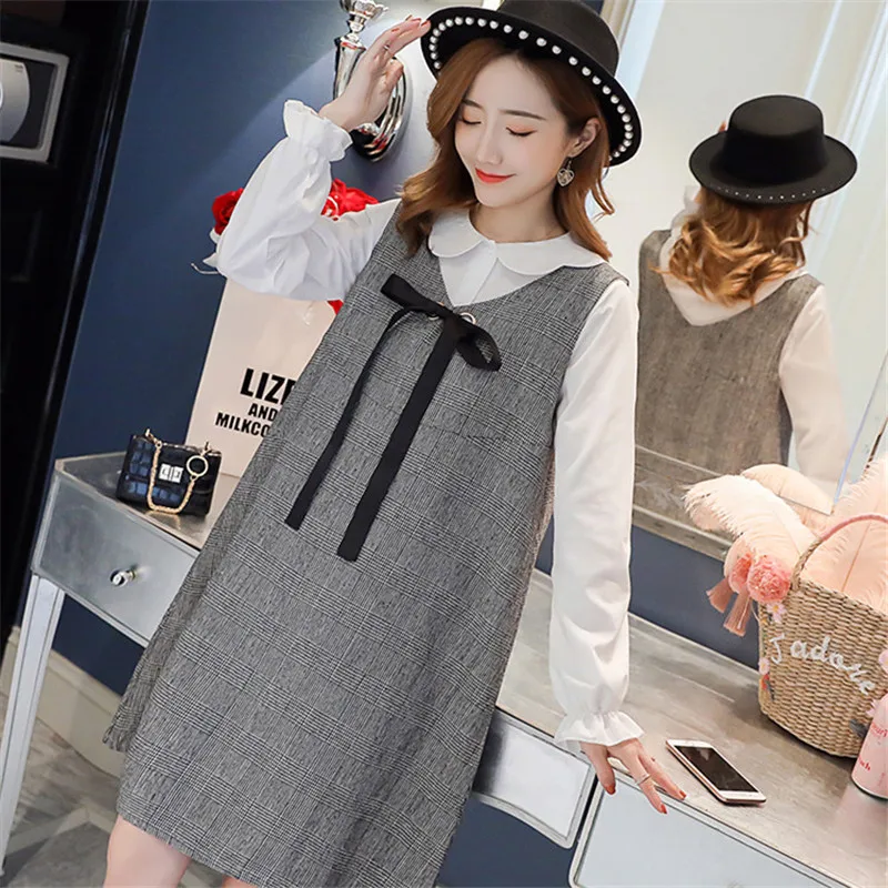 2Pcs Maternity wear Dress Spring Autumn Dress For Pregnant Women Doll collar shirt Tops Long skirt pregnant women Dress Cloth
2Pcs Maternity wear Dress Spring Autumn Dress For Pregnant Women Doll collar shirt Tops Long skirt pregnant women Dress Cloth