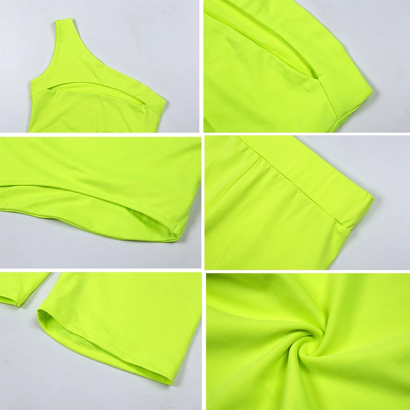 Simenual Neon Color Women Two Piece Set One Shoulder Casual Tracksuits Cut Out Crop Top And Biker Shorts Sets Sporty Active Wear
Simenual Neon Color Women Two Piece Set One Shoulder Casual Tracksuits Cut Out Crop Top And Biker Shorts Sets Sporty Active Wear