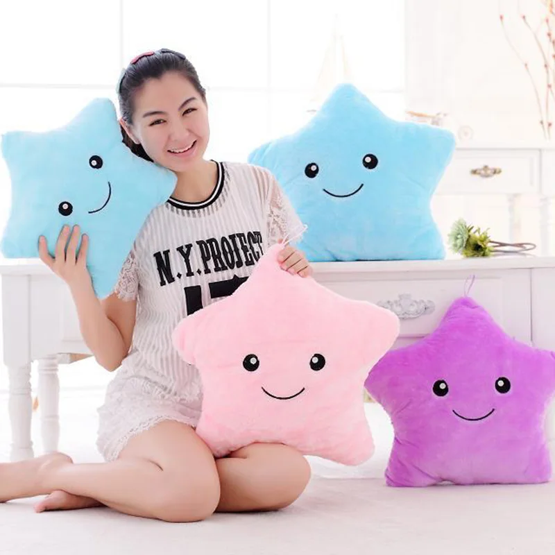 Hot Creative Light Up LED Star Luminous Pillow Children Stuffed Animals Plush Toy Colorful Glowing Christmas Gift for Kids | Игрушки и