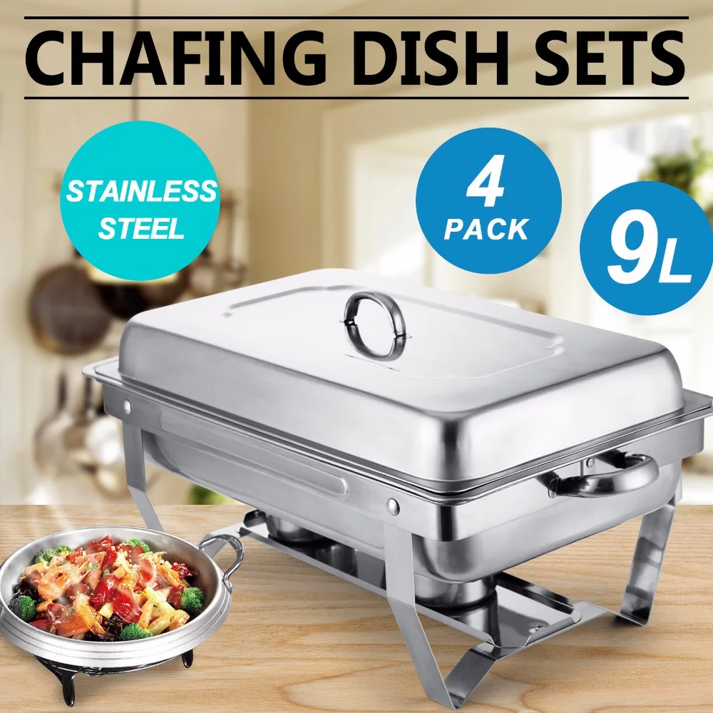 4 Pack 9 Quart Stainless Steel Dishes Folding Chafer Rectangular Chafing Dish Sets
4 Pack 9 Quart Stainless Steel Dishes Folding Chafer Rectangular Chafing Dish Sets