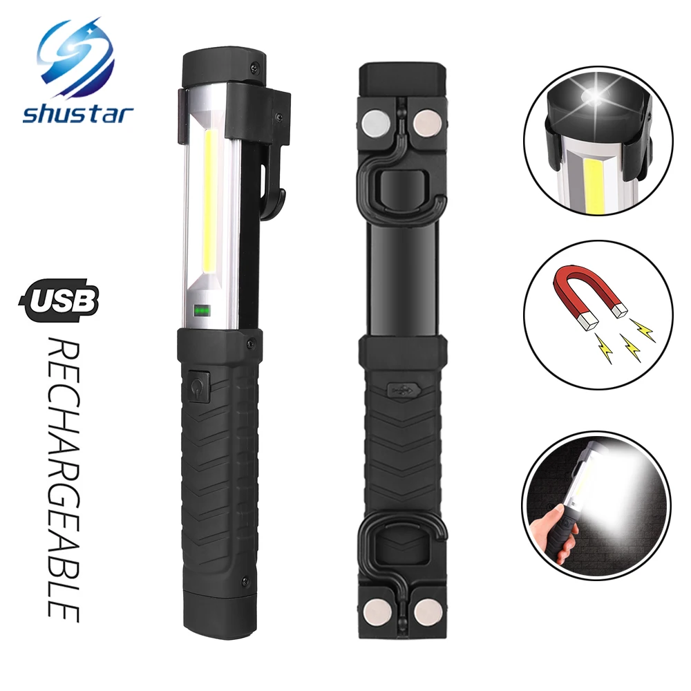 USB Rechargeable COB work light Glare LED Flashlight With a powerful magnet and Hook Suitable for camping, maintenance,etc.
USB Rechargeable COB work light Glare LED Flashlight With a powerful magnet and Hook Suitable for camping, maintenance,etc.
