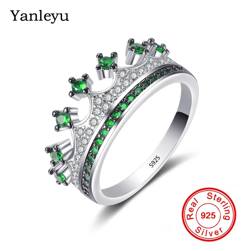 Yanleyu Princess Crown Ring 100% Real 925 Sterling Silver Green Zircon CZ Stone Engagement Wedding Rings for Women Jewelry PR202
Yanleyu Princess Crown Ring 100% Real 925 Sterling Silver Green Zircon CZ Stone Engagement Wedding Rings for Women Jewelry PR202