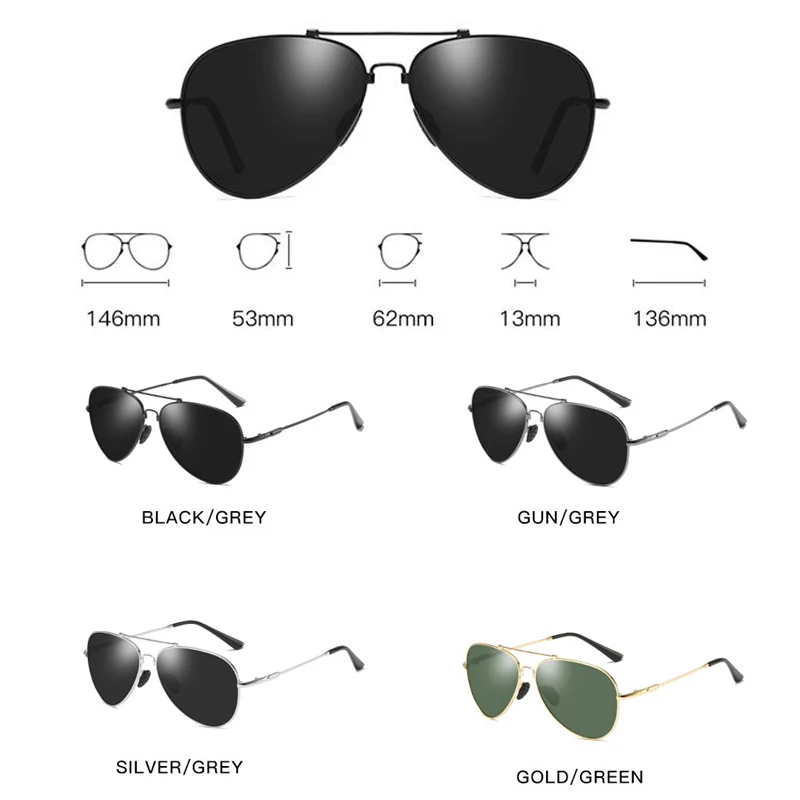 Memory Alloy Frame Pilot Polarized Sunglasses for Men Retro Brand Designer Driving Fishing Sun Glasses UV400 Protection PM0191
Memory Alloy Frame Pilot Polarized Sunglasses for Men Retro Brand Designer Driving Fishing Sun Glasses UV400 Protection PM0191