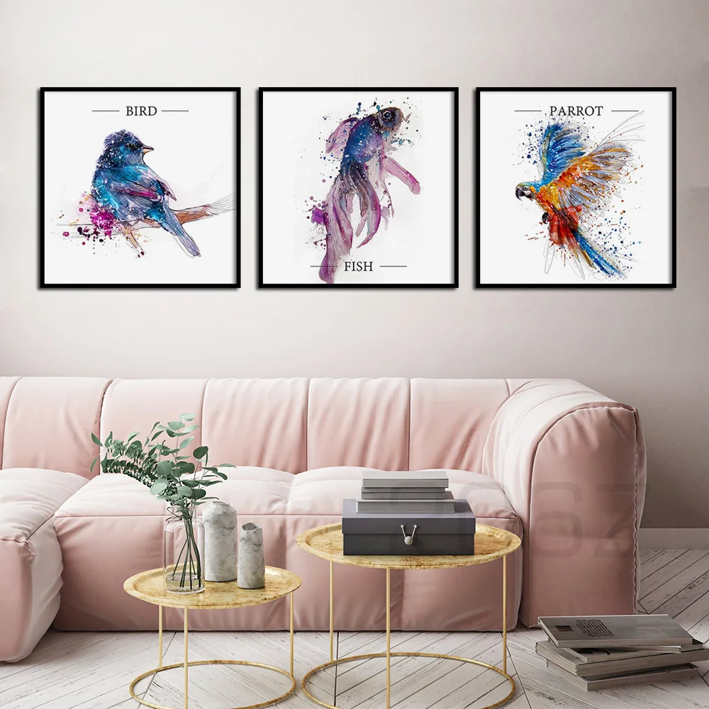 Watercolor Bird Fish Parrot Animal Nordic Posters And Prints Wall Art Canvas Painting Square Wall Pictures For Living Room Decor
Watercolor Bird Fish Parrot Animal Nordic Posters And Prints Wall Art Canvas Painting Square Wall Pictures For Living Room Decor