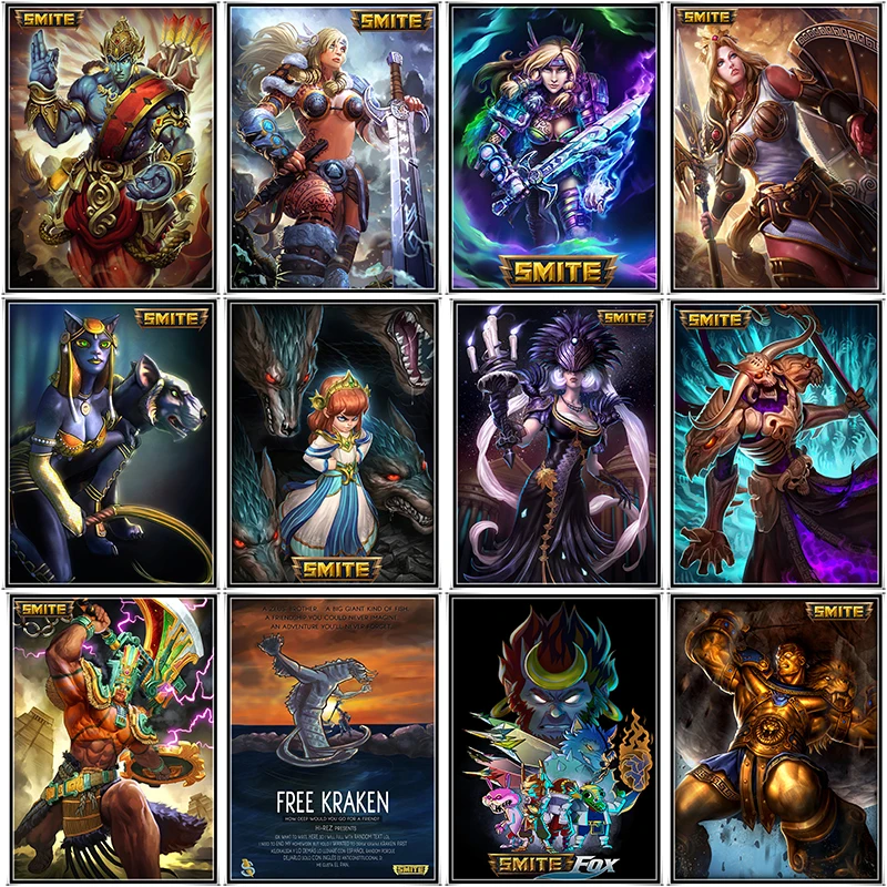 Горячая игра SMITE All боги искусство бумага с белым покрытием принты для спальни