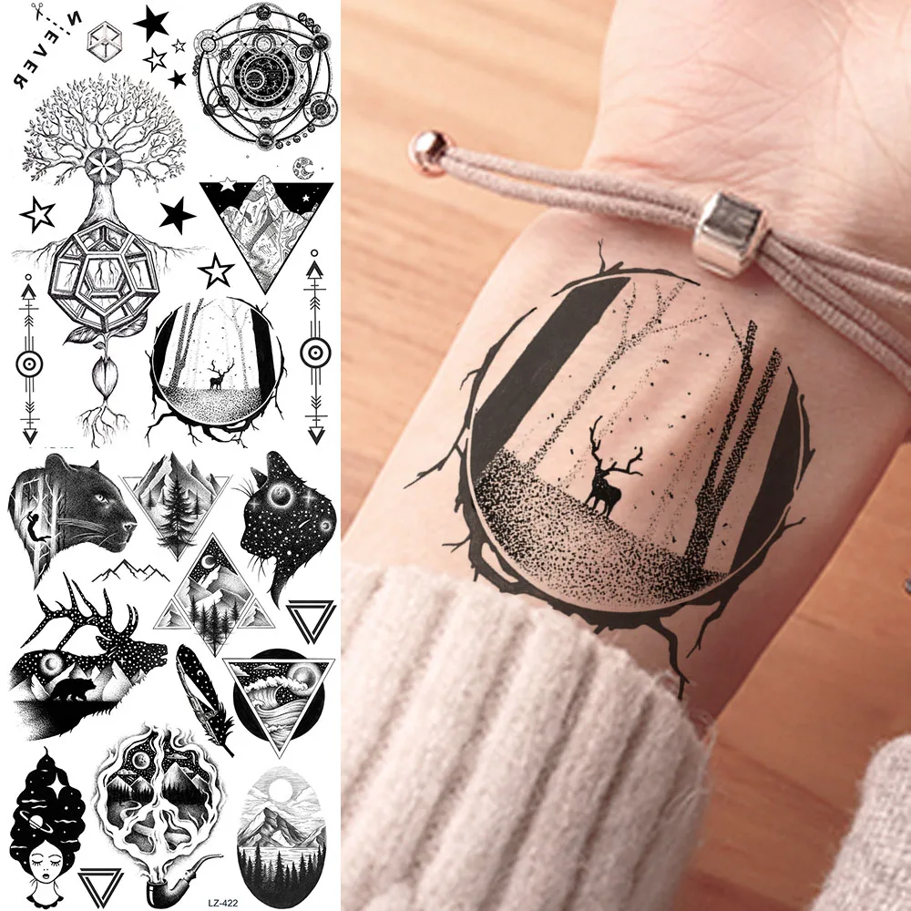 Realistic Sexy Round Elk Tree Forest Tattoos Stickers Women Men Arm Fake Tattoo Temporary Black Waterproof Custom Tato Art Decal
Realistic Sexy Round Elk Tree Forest Tattoos Stickers Women Men Arm Fake Tattoo Temporary Black Waterproof Custom Tato Art Decal