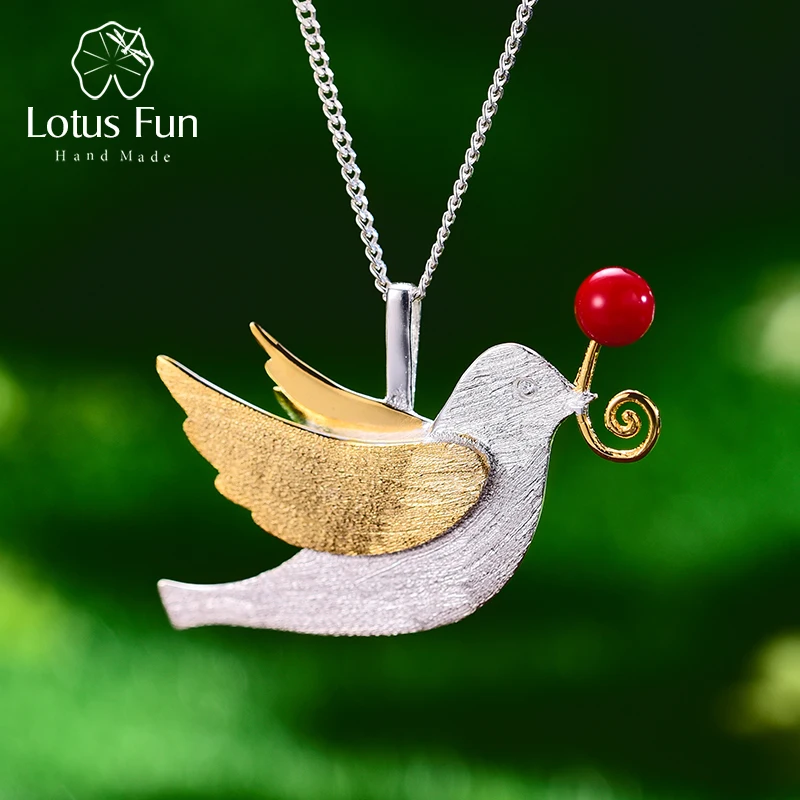 Lotus Fun Real 925 Sterling Silver Handmade Fine Jewelry Creative Flying Pigeon with Fruits Pendant without Necklace for Women
Lotus Fun Real 925 Sterling Silver Handmade Fine Jewelry Creative Flying Pigeon with Fruits Pendant without Necklace for Women