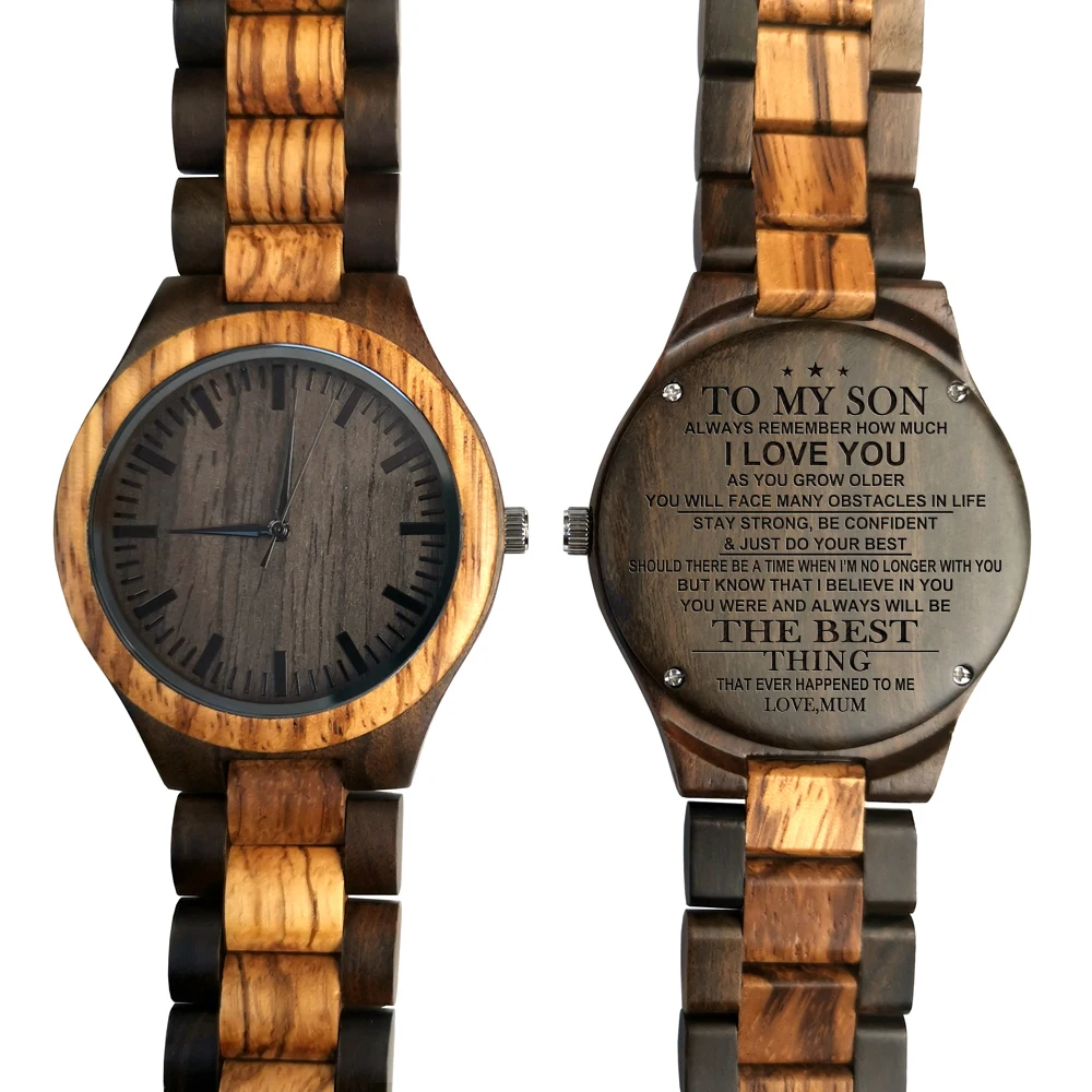 TO MY SON ENGRAVED WOODEN WOOD WATCH THE BEST THING THAT EVER HAPPENED TO ME
TO MY SON ENGRAVED WOODEN WOOD WATCH THE BEST THING THAT EVER HAPPENED TO ME