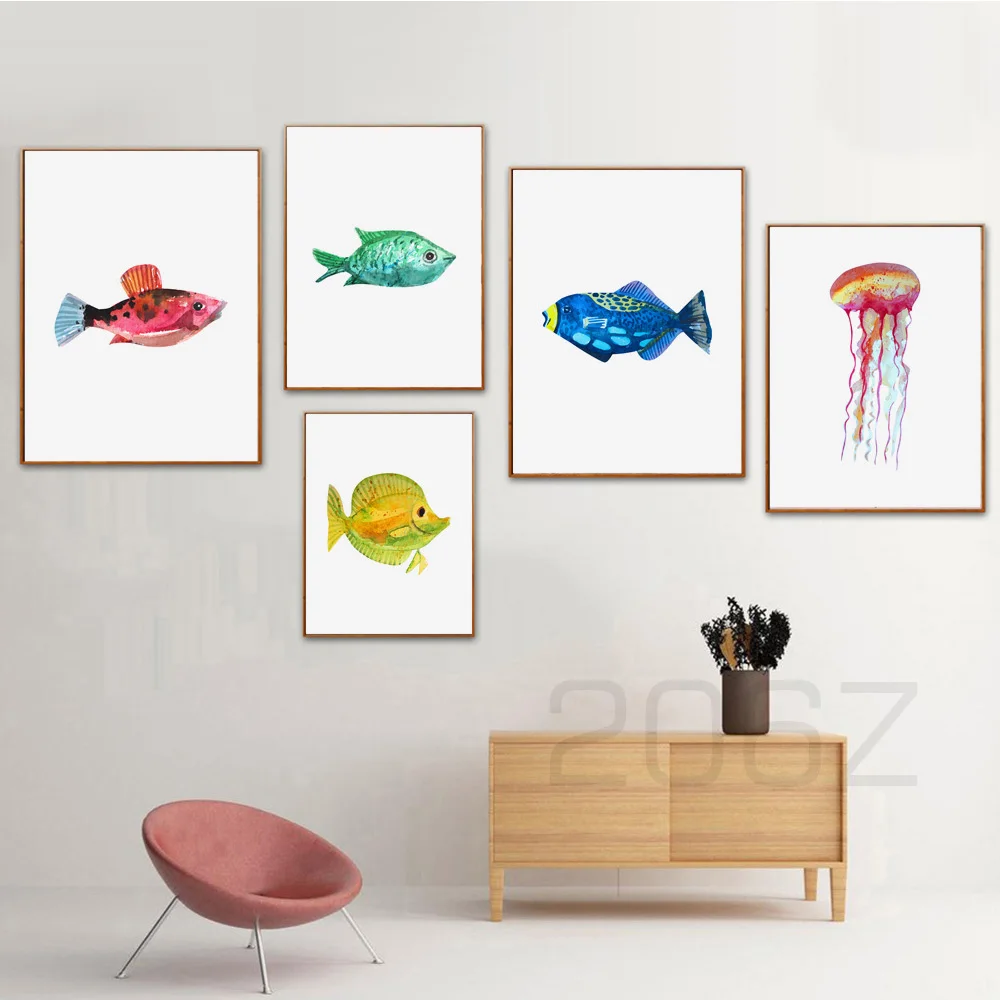 Watercolor Fish Jellyfish Animal Nordic Posters and Prints Wall Art Canvas Painting Kids Room Wall Picture For Living Room Decor
Watercolor Fish Jellyfish Animal Nordic Posters and Prints Wall Art Canvas Painting Kids Room Wall Picture For Living Room Decor