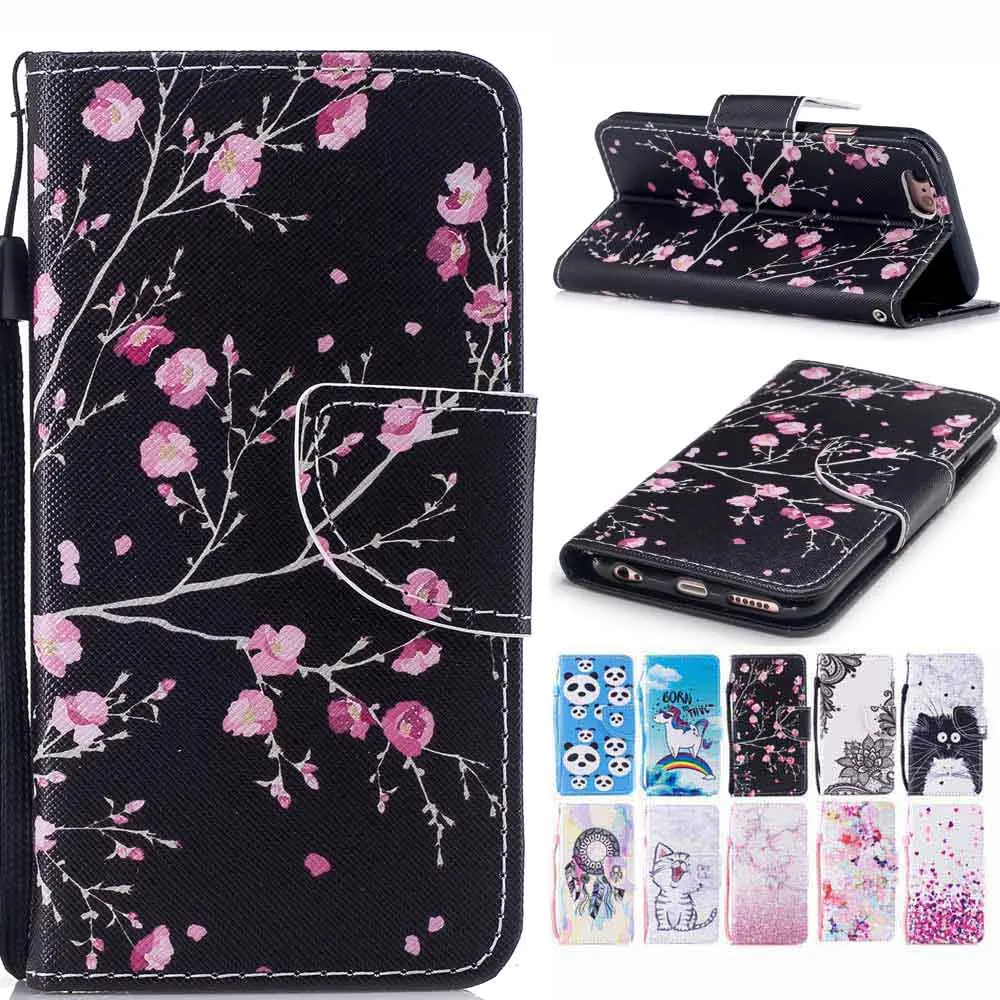 Изысканная роспись кожаный чехол для iPhone 7 флип Flip Wallet Cover Чехол мобильного