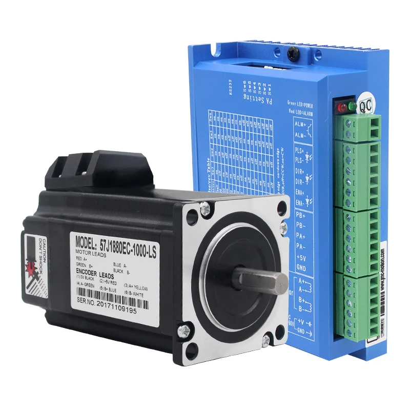 

JMC 57J1880EC-1000+2HSS57 Nema23 Hybird Closed Loop Stepper Motor Kit 2.0N.m 285Oz-in 2 phase stepper motor driver