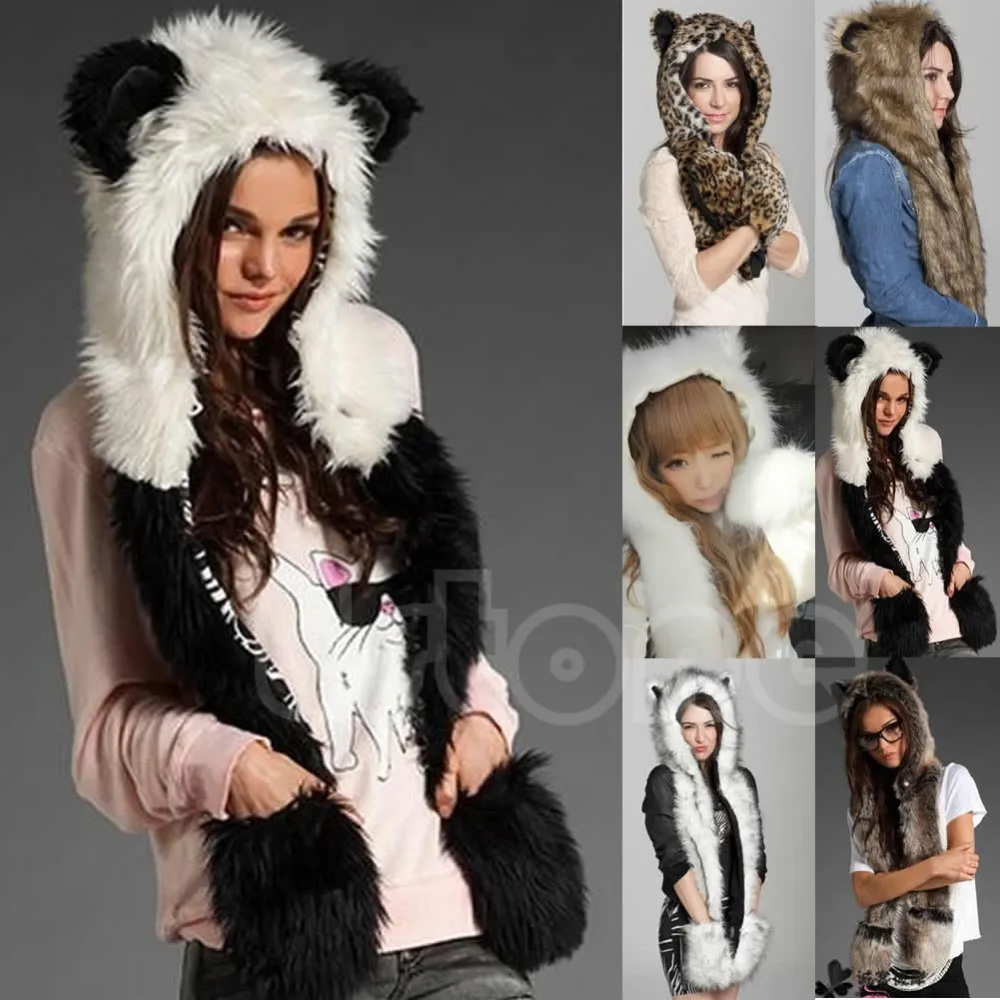 Winter Faux Fur Hood Animal Hoods Hat Cap Cartoon Plush Hats With Scarf Paws Sets Warm Caps Beanies Cartoon Panda Wolf Hat
Winter Faux Fur Hood Animal Hoods Hat Cap Cartoon Plush Hats With Scarf Paws Sets Warm Caps Beanies Cartoon Panda Wolf Hat