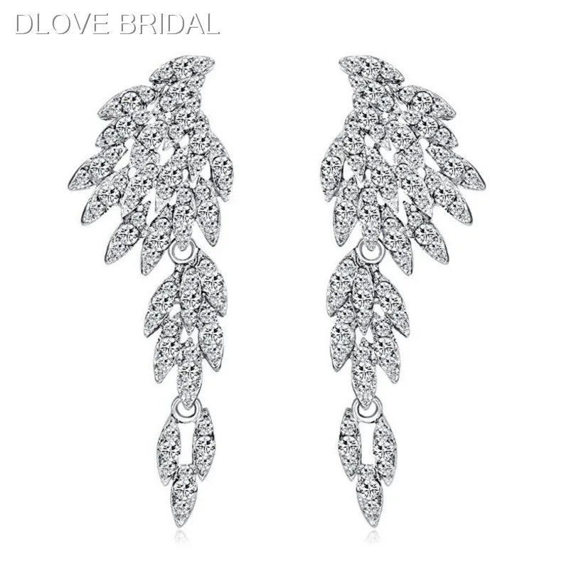 Unquie Design Earrings Silver Color Crystal Rhinestone Leaf Long Earrings Bridal Wedding Jewelry Accessory
Unquie Design Earrings Silver Color Crystal Rhinestone Leaf Long Earrings Bridal Wedding Jewelry Accessory